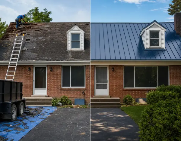Metal roofing before and after project